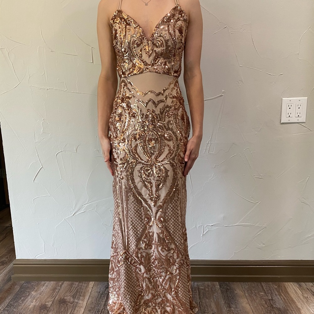 Windsor Prom Dress with Rose Gold Sequins